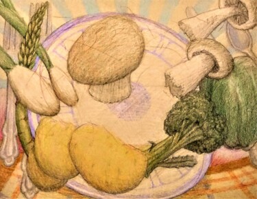 Drawing titled "unstill life with v…" by Edwin Loftus, Original Artwork, Pencil Mounted on Other rigid panel