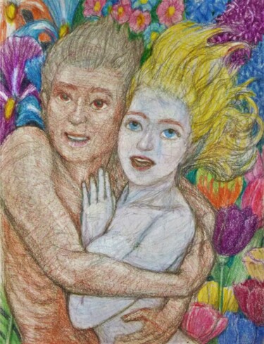 Disegno intitolato "Spring Love" da Edwin Loftus, Opera d'arte originale, Matita Montato su Altro pannello rigido
