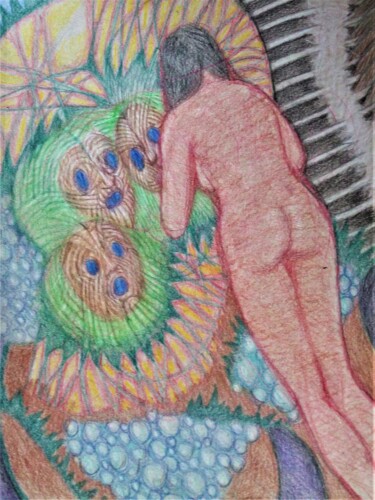 Tekening getiteld "Suka's Vision" door Edwin Loftus, Origineel Kunstwerk, Potlood Gemonteerd op Andere stijve panelen