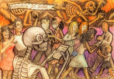 Drawing titled "Dance Macabre 4, Am…" by Edwin Loftus, Original Artwork, Pencil