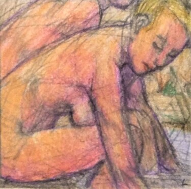 Drawing titled "Bathers 2" by Edwin Loftus, Original Artwork, Pencil Mounted on Other rigid panel