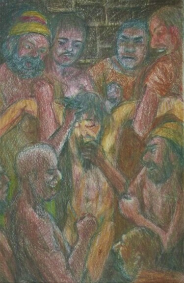 Disegno intitolato "The Scourging of Ch…" da Edwin Loftus, Opera d'arte originale, Matita Montato su Altro pannello rigido