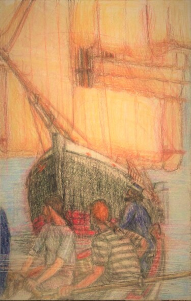 Dessin intitulée "Finding the Mary Ce…" par Edwin Loftus, Œuvre d'art originale, Crayon Monté sur Autre panneau rigide