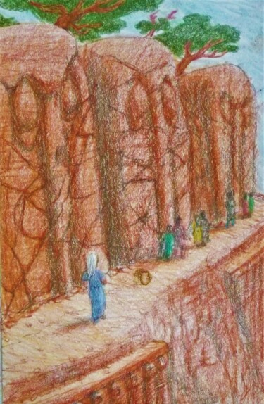 Рисунок под названием "Highway of the Gian…" - Edwin Loftus, Подлинное произведение искусства, Пастель Установлен на Другая…