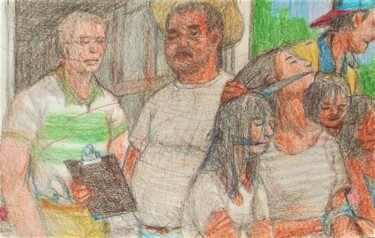 Dessin intitulée "Slavery in America" par Edwin Loftus, Œuvre d'art originale, Crayon