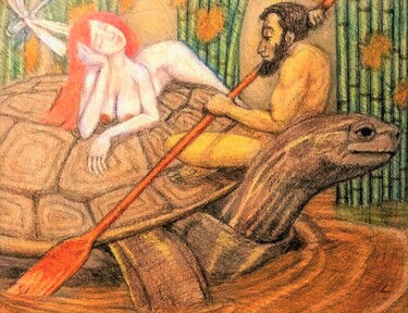 Рисунок под названием "The Ferryman" - Edwin Loftus, Подлинное произведение искусства, Карандаш Установлен на Другая жесткая…