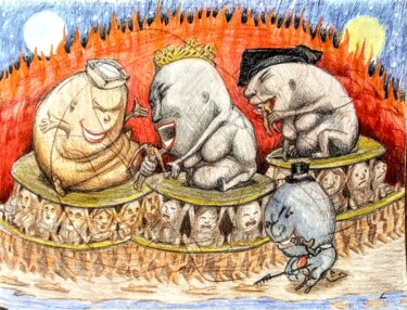 They Who would be Our Masters Drawing titled "They Who would be O…" by Edwin Loftus, Original Art, Pencil Mounted on Other rigid panel