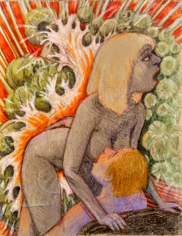 Zeichnungen mit dem Titel "Orgasmic 2" von Edwin Loftus, Original-Kunstwerk, Bleistift
