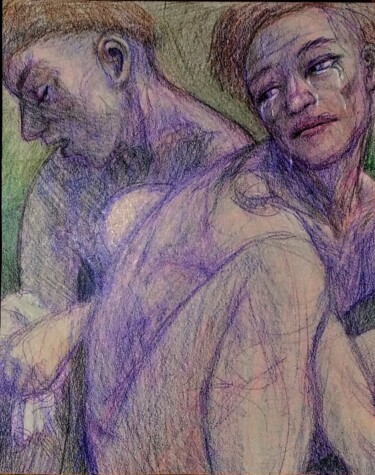 Рисунок под названием "Forsaken Love" - Edwin Loftus, Подлинное произведение искусства, Карандаш Установлен на Другая жестка…