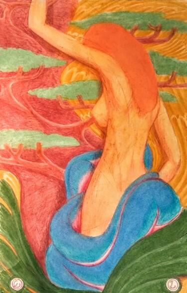 Рисунок под названием "Aurora" - Edwin Loftus, Подлинное произведение искусства, Карандаш Установлен на Другая жесткая панель