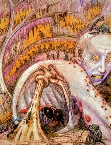 Disegno intitolato "Hell or Purgatory,…" da Edwin Loftus, Opera d'arte originale, Pastello Montato su Altro pannello rigido