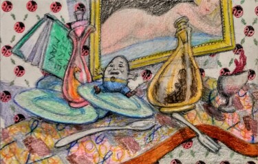 Drawing titled "Humpty-dumpty, Earl…" by Edwin Loftus, Original Artwork, Pastel Mounted on Other rigid panel