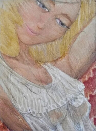 Drawing titled "Pretty Girl 4" by Edwin Loftus, Original Artwork, Pastel Mounted on Other rigid panel