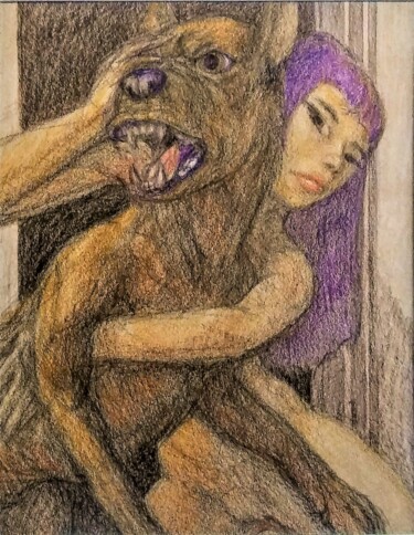 Tekening getiteld "Her Friend that wou…" door Edwin Loftus, Origineel Kunstwerk, Pastel Gemonteerd op Andere stijve panelen