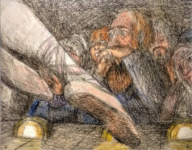 Рисунок под названием "Free Seating Night…" - Edwin Loftus, Подлинное произведение искусства, Пастель Установлен на Другая ж…