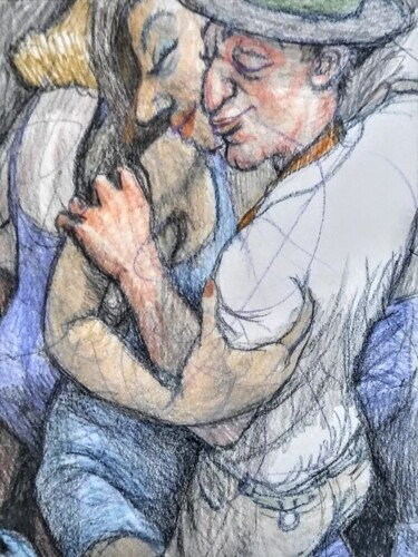 Tekening getiteld "Dancers 3" door Edwin Loftus, Origineel Kunstwerk, Pastel Gemonteerd op Andere stijve panelen