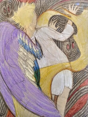 Drawing titled "Battling the Demons…" by Edwin Loftus, Original Artwork, Pastel Mounted on Other rigid panel