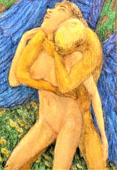 Dibujo titulada "Making Love with an…" por Edwin Loftus, Obra de arte original, Pastel Montado en Otro panel rígido