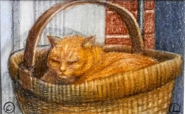 "Owen in a Basket" başlıklı Resim Edwin Loftus tarafından, Orijinal sanat, Pastel Diğer sert panel üzerine monte edilmiş