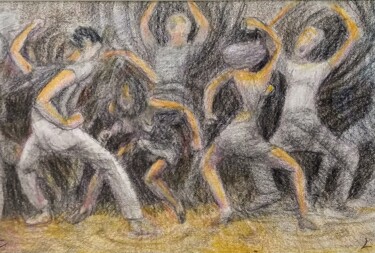 Zeichnungen mit dem Titel "Dancers 4" von Edwin Loftus, Original-Kunstwerk, Pastell Auf Andere starre Platte montiert