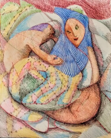 Zeichnungen mit dem Titel "Time to Leave" von Edwin Loftus, Original-Kunstwerk, Pastell Auf Andere starre Platte montiert