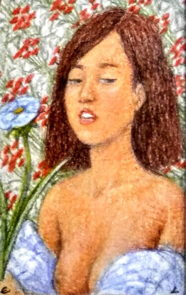 Drawing titled "Pretty Girl 5" by Edwin Loftus, Original Artwork, Pastel Mounted on Other rigid panel