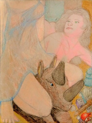 Рисунок под названием "Overnighter" - Edwin Loftus, Подлинное произведение искусства, Пастель Установлен на Другая жесткая п…