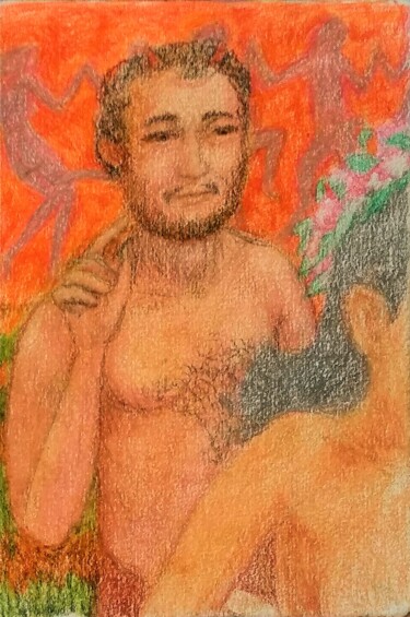 Dibujo titulada "Dionysus" por Edwin Loftus, Obra de arte original, Pastel Montado en Otro panel rígido