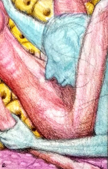 Dessin intitulée "Lovers 31, The Tool…" par Edwin Loftus, Œuvre d'art originale, Pastel Monté sur Autre panneau rigide