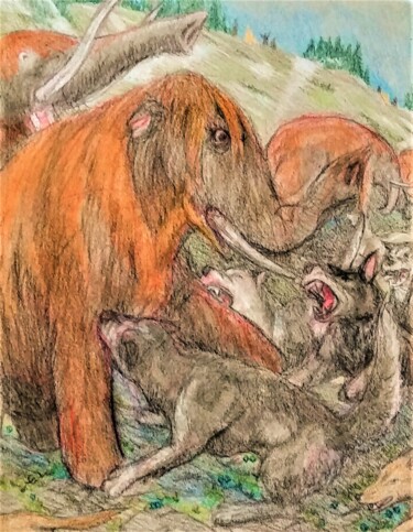 Drawing titled "Opportunists" by Edwin Loftus, Original Artwork, Pastel Mounted on Other rigid panel