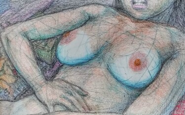 Dibujo titulada "Nude, Self-Satisfyi…" por Edwin Loftus, Obra de arte original, Pastel Montado en Otro panel rígido