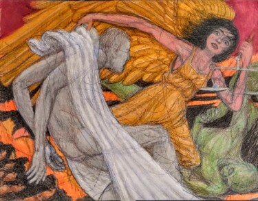 Tekening getiteld "Redemption" door Edwin Loftus, Origineel Kunstwerk, Pastel Gemonteerd op Andere stijve panelen