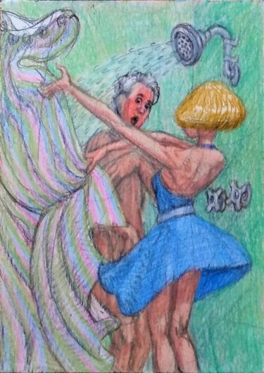 Tekening getiteld "Turnabout" door Edwin Loftus, Origineel Kunstwerk, Pastel Gemonteerd op Andere stijve panelen