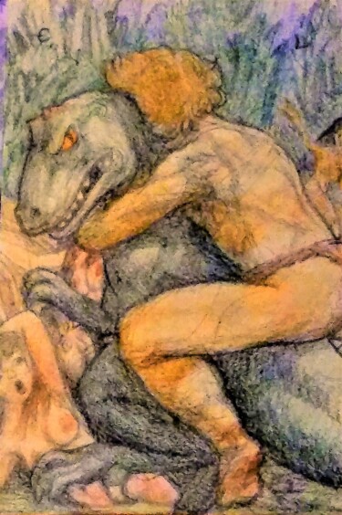 Рисунок под названием "The Hero" - Edwin Loftus, Подлинное произведение искусства, Пастель Установлен на Другая жесткая пане…