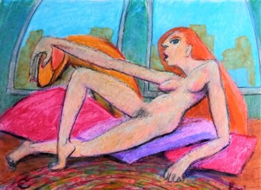 Drawing titled "Nude Taken by Surpr…" by Edwin Loftus, Original Artwork, Pastel Mounted on Other rigid panel