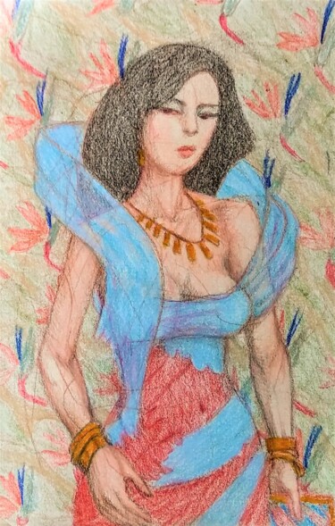 Drawing titled "Pretty Girl 8" by Edwin Loftus, Original Artwork, Pastel Mounted on Other rigid panel