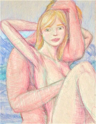 Dibujo titulada "Lovers 37" por Edwin Loftus, Obra de arte original, Pastel Montado en Otro panel rígido