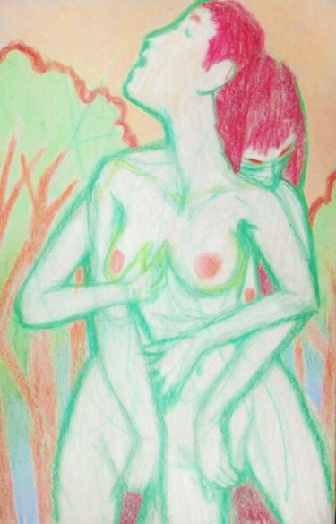 Desenho intitulada "Lovers 38" por Edwin Loftus, Obras de arte originais, Pastel Montado em Outro painel rígido