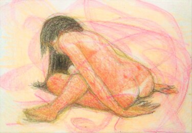 Tekening getiteld "Female Nude" door Edwin Loftus, Origineel Kunstwerk, Pastel Gemonteerd op Andere stijve panelen