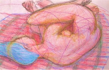 Dibujo titulada "Female Nude 2" por Edwin Loftus, Obra de arte original, Pastel Montado en Otro panel rígido