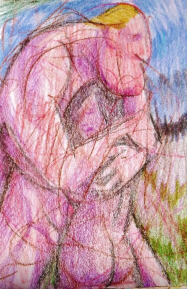Рисунок под названием "Lovers 41" - Edwin Loftus, Подлинное произведение искусства, Пастель Установлен на Другая жесткая пан…