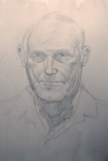 Drawing titled "Portrait of an Old…" by Edwin Loftus, Original Artwork, Silverpoint Mounted on Other rigid panel