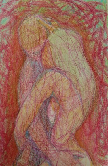 Dibujo titulada "Lovers 47" por Edwin Loftus, Obra de arte original, Pastel Montado en Otro panel rígido