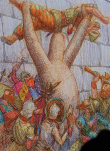 The Golem Drawing titled "The Golem" by Edwin Loftus, Original Art, Pastel Mounted on Other rigid panel