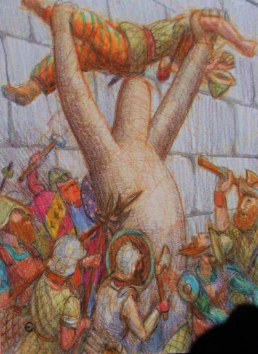 Drawing titled "The Golem" by Edwin Loftus, Original Artwork, Pastel Mounted on Other rigid panel