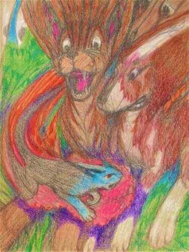 The Quick Little Cat Drawing titled "The Quick Little Cat" by Edwin Loftus, Original Art, Pastel Mounted on Other rigid panel