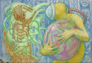 Drawing titled "Terror" by Edwin Loftus, Original Artwork, Pastel Mounted on Other rigid panel