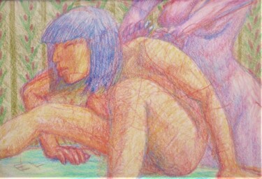 Drawing titled "Soon to be Lovers" by Edwin Loftus, Original Artwork, Pastel Mounted on Other rigid panel