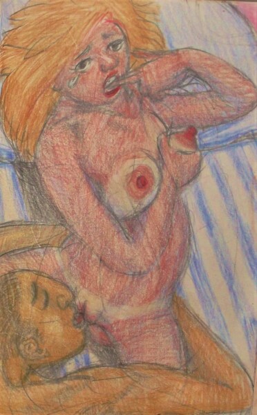 Рисунок под названием "Lovers 51" - Edwin Loftus, Подлинное произведение искусства, Пастель Установлен на Другая жесткая пан…