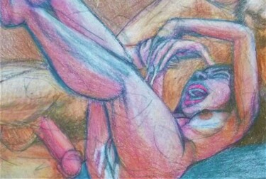 Tekening getiteld "Orgasm" door Edwin Loftus, Origineel Kunstwerk, Pastel Gemonteerd op Andere stijve panelen